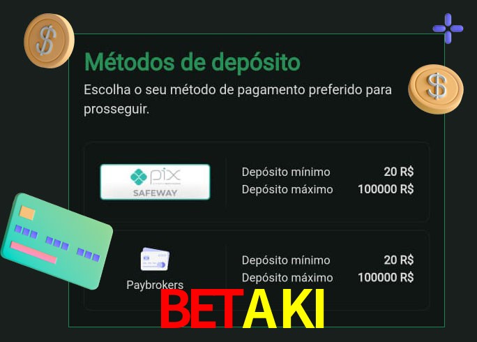 O cassino BETAKI oferece uma grande variedade de métodos de pagamento